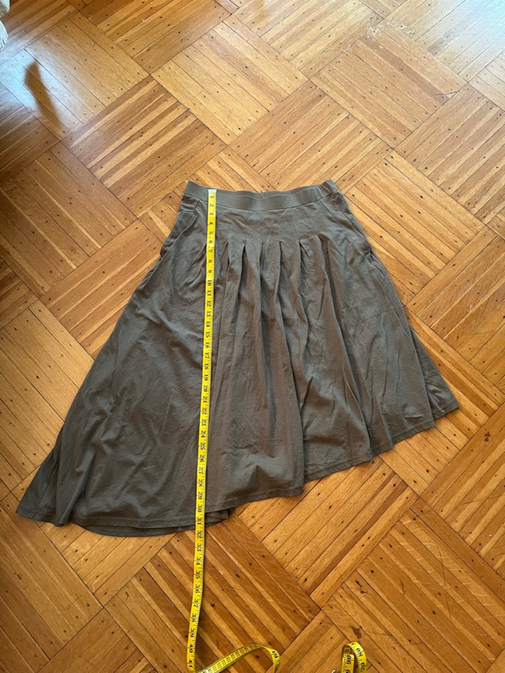 Garnet Hill • Asymmetrical hem knit Pleated A-Line Skirt